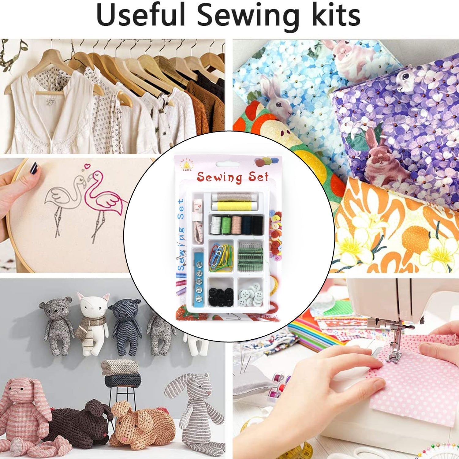 6051 62 Pc Sewing Set used for sewing of clothes and fabrics including all home purposes. 6051 62 Pc Sewing Set used for sewing of clothes and fabrics including all home purposes.